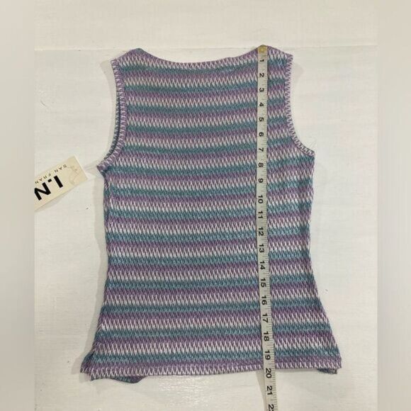 I.N. San Francisco Women's L Purple Striped Stretch Tank Top Y2K Preppy - Picture 12 of 12